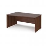 Maestro 25 left hand wave desk 1600mm wide - walnut top with panel end leg MP16WLW
