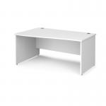 Maestro 25 left hand wave desk 1600mm wide - white top with panel end leg MP16WLWH