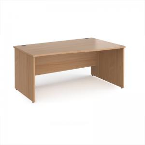 Maestro 25 right hand wave desk 1600mm wide - beech top with panel end