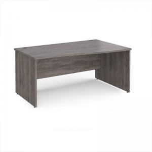 Maestro 25 right hand wave desk 1600mm wide - grey oak top with panel