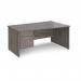 Maestro 25 right hand wave desk 1600mm wide with 2 drawer pedestal - grey oak top with panel end leg MP16WRP2GO