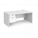 Maestro 25 right hand wave desk 1600mm wide with 2 drawer pedestal - white top with panel end leg MP16WRP2WH