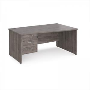 Maestro 25 right hand wave desk 1600mm wide with 3 drawer pedestal -
