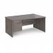 Maestro 25 right hand wave desk 1600mm wide with 3 drawer pedestal - grey oak top with panel end leg MP16WRP3GO