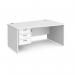 Maestro 25 right hand wave desk 1600mm wide with 3 drawer pedestal - white top with panel end leg MP16WRP3WH