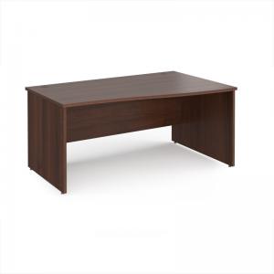 Maestro 25 right hand wave desk 1600mm wide - walnut top with panel
