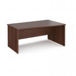 Maestro 25 right hand wave desk 1600mm wide - walnut top with panel end leg MP16WRW