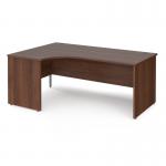 Maestro 25 left hand ergonomic desk 1800mm wide - walnut top with panel end leg MP18ELW