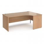 Maestro 25 right hand ergonomic desk 1800mm wide - beech top with panel end leg MP18ERB