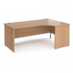 Maestro 25 right hand ergonomic desk 1800mm wide - beech top with panel end leg MP18ERB