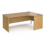 Maestro 25 right hand ergonomic desk 1800mm wide - oak top with panel end leg MP18ERO