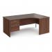 Maestro 25 right hand ergonomic desk 1800mm wide with 2 drawer pedestal - walnut top with panel end leg MP18ERP2W