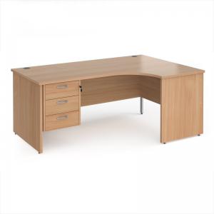 Maestro 25 right hand ergonomic desk 1800mm wide with 3 drawer