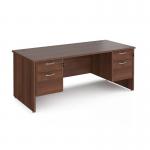Maestro 25 straight desk 1800mm x 800mm with two x 2 drawer pedestals - walnut top with panel end leg MP18P22W