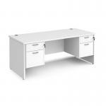 Maestro 25 straight desk 1800mm x 800mm with two x 2 drawer pedestals - white top with panel end leg MP18P22WH