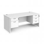 Maestro 25 straight desk 1800mm x 800mm with 2 and 3 drawer pedestals - white top with panel end leg MP18P23WH