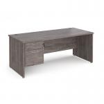 Maestro 25 straight desk 1800mm x 800mm with 2 drawer pedestal - grey oak top with panel end leg MP18P2GO