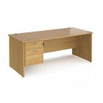 Maestro 25 straight desk 1800mm x 800mm with 2 drawer pedestal - oak top with panel end leg MP18P2O