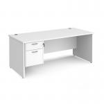 Maestro 25 straight desk 1800mm x 800mm with 2 drawer pedestal - white top with panel end leg MP18P2WH