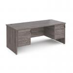 Maestro 25 straight desk 1800mm x 800mm with two x 3 drawer pedestals - grey oak top with panel end leg MP18P33GO