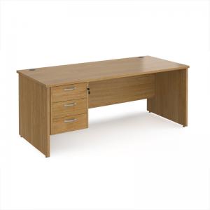 Maestro 25 straight desk 1800mm x 800mm with 3 drawer pedestal - oak