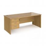 Maestro 25 straight desk 1800mm x 800mm with 3 drawer pedestal - oak top with panel end leg MP18P3O