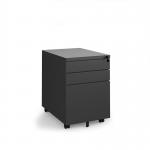 Steel 3 drawer wide mobile pedestal - black MP3-K