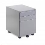Steel 3 drawer wide mobile pedestal - silver