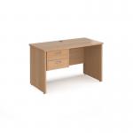 Maestro 25 straight desk 1200mm x 600mm with 2 drawer pedestal - beech top with panel end leg MP612P2B