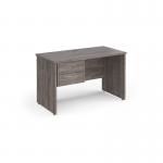 Maestro 25 straight desk 1200mm x 600mm with 2 drawer pedestal - grey oak top with panel end leg MP612P2GO