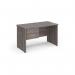 Maestro 25 straight desk 1200mm x 600mm with 2 drawer pedestal - grey oak top with panel end leg MP612P2GO