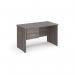 Maestro 25 straight desk 1200mm x 600mm with 2 drawer pedestal - grey oak top with panel end leg