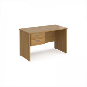 Maestro 25 straight desk 1200mm x 600mm with 2 drawer pedestal - oak