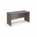 Maestro 25 straight desk 1400mm x 600mm with 2 drawer pedestal - grey oak top with panel end leg MP614P2GO