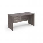 Maestro 25 straight desk 1400mm x 600mm with 2 drawer pedestal - grey oak top with panel end leg MP614P2GO