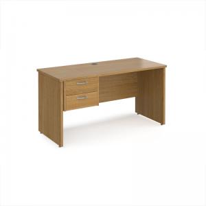 Maestro 25 straight desk 1400mm x 600mm with 2 drawer pedestal - oak