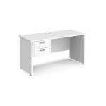 Maestro 25 straight desk 1400mm x 600mm with 2 drawer pedestal - white top with panel end leg MP614P2WH