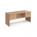Maestro 25 straight desk 1600mm x 600mm with two x 2 drawer pedestals - beech top with panel end leg MP616P22B