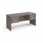 Maestro 25 straight desk 1600mm x 600mm with two x 2 drawer pedestals - grey oak top with panel end leg MP616P22GO