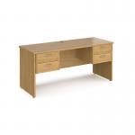 Maestro 25 straight desk 1600mm x 600mm with two x 2 drawer pedestals - oak top with panel end leg MP616P22O