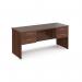 Maestro 25 straight desk 1600mm x 600mm with two x 2 drawer pedestals - walnut top with panel end leg MP616P22W