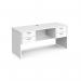 Maestro 25 straight desk 1600mm x 600mm with two x 2 drawer pedestals - white top with panel end leg MP616P22WH