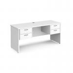 Maestro 25 straight desk 1600mm x 600mm with two x 2 drawer pedestals - white top with panel end leg MP616P22WH