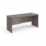 Maestro 25 straight desk 1600mm x 600mm with 2 drawer pedestal - grey oak top with panel end leg MP616P2GO