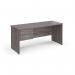 Maestro 25 straight desk 1600mm x 600mm with 2 drawer pedestal - grey oak top with panel end leg