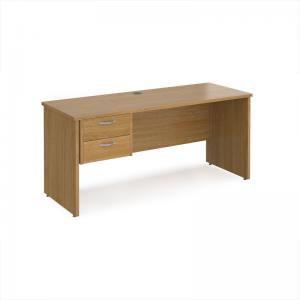 Maestro 25 straight desk 1600mm x 600mm with 2 drawer pedestal - oak