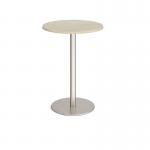 Monza circular poseur table with flat round brushed steel base 800mm - made to order MPC800-BS