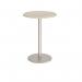 Monza circular poseur table with flat round brushed steel base 800mm - made to order MPC800-BS