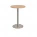 Monza circular poseur table with flat round brushed steel base 800mm - beech MPC800-BS-B