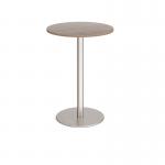 Monza circular poseur table with flat round brushed steel base 800mm - barcelona walnut MPC800-BS-BW